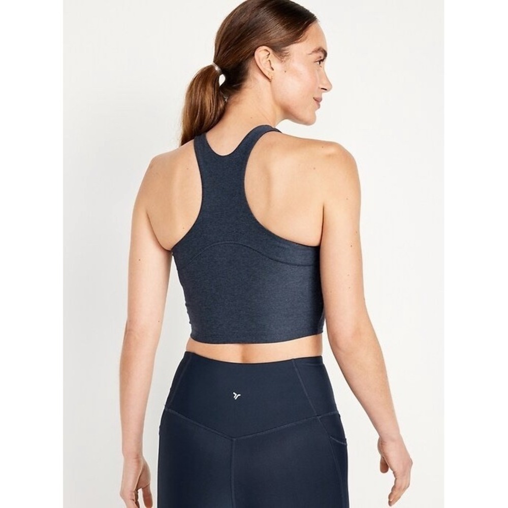Old Navy L Sports Bra Cloud‎ Comfy Active Light Support Go-Dry Black Longline
